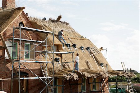roofing building - Roofers on Rooftop, Sylt, Germany Stock Photo - Premium Royalty-Free, Code: 600-01119998