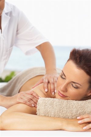 pain relief outdoor - Woman Getting Massage Stock Photo - Premium Royalty-Free, Code: 600-01110356