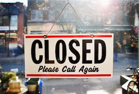 shop open signs - Closed Sign Hanging in Shop Window Stock Photo - Premium Royalty-Free, Code: 600-01111827