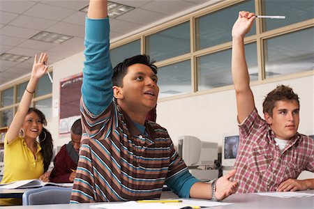 Students Raising Hands Stock Photo - Premium Royalty-Free, Code: 600-01112274