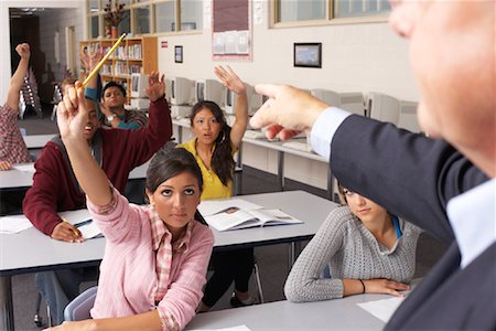 students in class raising hands - Students Raising Hands Stock Photo - Premium Royalty-Free, Code: 600-01112272