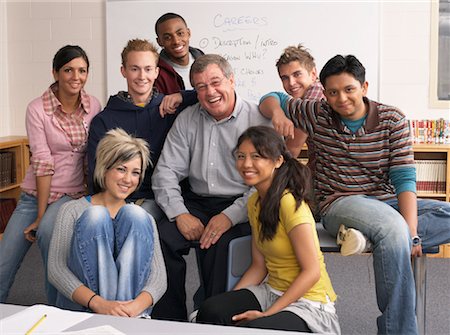 simsearch:600-01838207,k - Portrait of Students with Teacher Stock Photo - Premium Royalty-Free, Code: 600-01112311