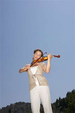 Woman Playing Violin Foto de stock - Sin royalties Premium, Código: 600-01112794
