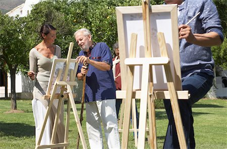 painting easel with older people - People at Painting Class Stock Photo - Premium Royalty-Free, Code: 600-01112798