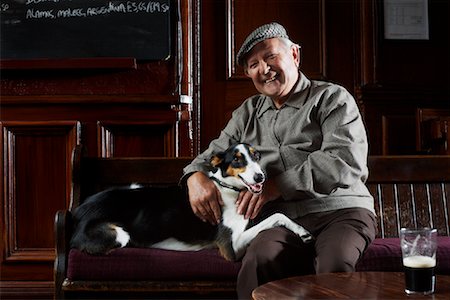 simsearch:600-02076364,k - Man With Dog in Pub Stock Photo - Premium Royalty-Free, Code: 600-01123758