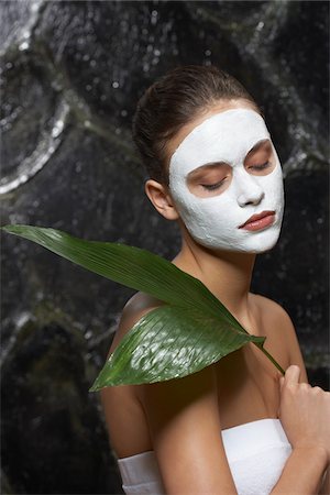 skincare leaf - Portrait of Woman with Facial Mask Stock Photo - Premium Royalty-Free, Code: 600-01164262