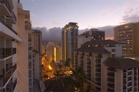picture hawaii skyline - Hotels, Waikiki, Honolulu, Oahu, Hawaii, USA Stock Photo - Premium Royalty-Free, Code: 600-01163288