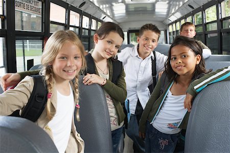 school bus and children - Children on School Bus Stock Photo - Premium Royalty-Free, Code: 600-01184658
