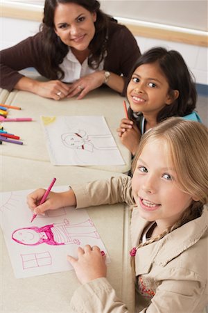 student crafts - Students and Teacher Drawing in Classroom Stock Photo - Premium Royalty-Free, Code: 600-01184747