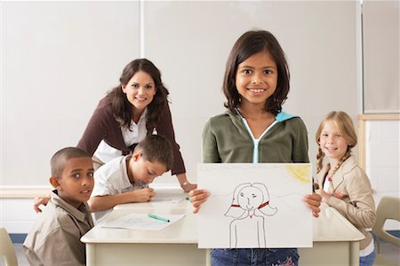 proud teacher - Students and Teacher Drawing in Classroom Stock Photo - Premium Royalty-Free, Code: 600-01184749