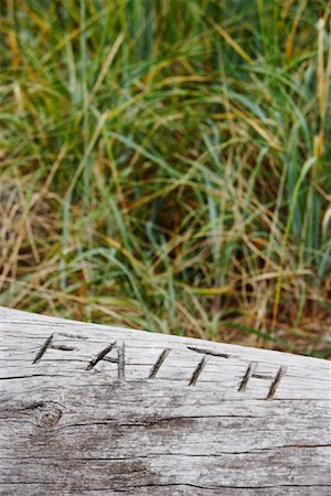 faith (not religious) - Faith Carved into Log Stock Photo - Premium Royalty-Free, Code: 600-01195088