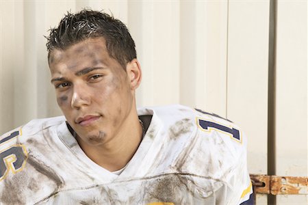 football players dirt - Portrait of Football Player Stock Photo - Premium Royalty-Free, Code: 600-01196513