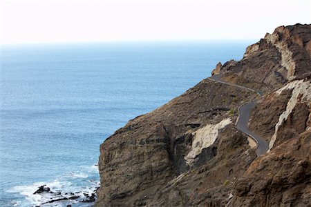 Road on Side of Hill, La Gomera, Canary Islands, Spain Foto de stock - Sin royalties Premium, Código: 600-01275456