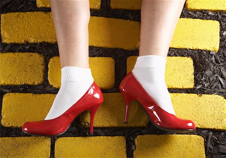 socks feet - Red Shoes on Yellow Bricks Stock Photo - Premium Royalty-Free, Code: 600-01275978