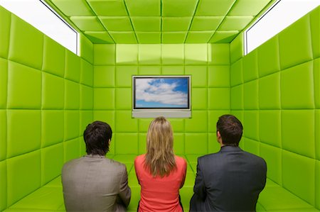 focus group - People Watching Television in Green Padded Room Stock Photo - Premium Royalty-Free, Code: 600-01407169