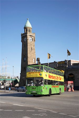 Port and Landungsbruecken with Tour Bus, Hamburg, Germany Stock Photo - Premium Royalty-Free, Code: 600-01429132