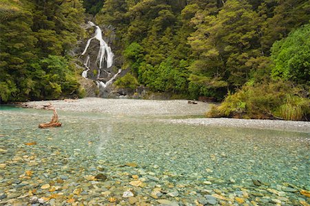 Fantail Falls, Haast River, Westland, South Island, New Zealand Stock Photo - Premium Royalty-Free, Code: 600-01458372