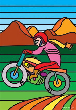 people on bike illustration - Illustration of Dirt Bike Rider Stock Photo - Premium Royalty-Free, Code: 600-01519293