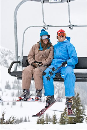 skiers and chairs lifts in snow - Couple on Ski Lift, Whistler-Blackcomb, British Columbia, Canada Stock Photo - Premium Royalty-Free, Code: 600-01540896