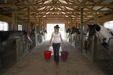 Femme dans l'écurie Photographie de stock - Premium Libres de Droits, Code: 600-01582229