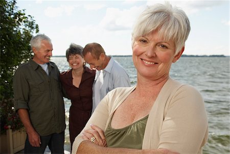 senior woman friends - Couples by Lake Stock Photo - Premium Royalty-Free, Code: 600-01606127