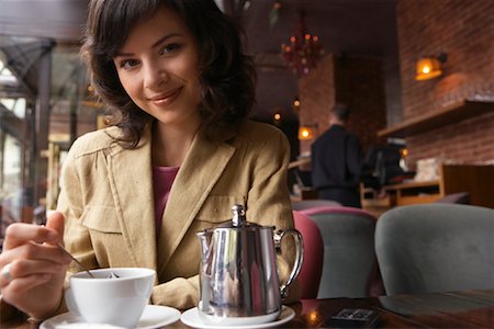 Portrait of Woman in Cafe Stock Photo - Premium Royalty-Free, Code: 600-01606516