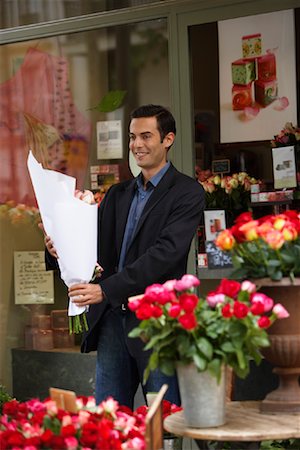 storefronts with flowers - Man Shopping at Flower Store Stock Photo - Premium Royalty-Free, Code: 600-01606527