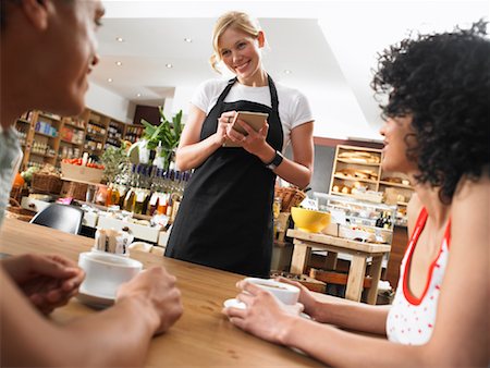 Couple and Waitress in Cafe Foto de stock - Sin royalties Premium, Código: 600-01606726