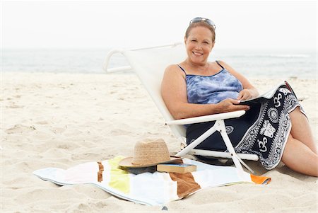 senior lady woman - Portrait of Woman on the Beach Stock Photo - Premium Royalty-Free, Code: 600-01606832