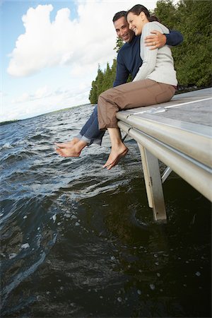 secluded lake woman - Portrait of Couple on Dock Stock Photo - Premium Royalty-Free, Code: 600-01614816