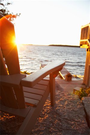 dock, sunset - Chair and Dock at Dusk Stock Photo - Premium Royalty-Free, Code: 600-01614836