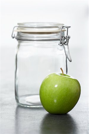 empty glass jars - Still Life of Apple Stock Photo - Premium Royalty-Free, Code: 600-01630166