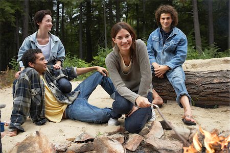 summer camping - Group of People Outdoors Stock Photo - Premium Royalty-Free, Code: 600-01670971