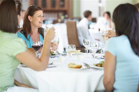 friends table indoor dinner - Women in Restaurant Stock Photo - Premium Royalty-Free, Code: 600-01693925