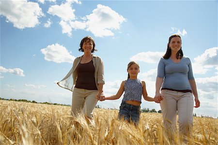 family walk sky not beach not shorts - Grandmother, Mother and Daughter Walking in Grain Field Stock Photo - Premium Royalty-Free, Code: 600-01716064
