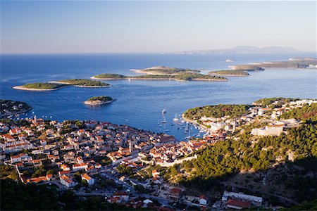 Town of Hvar at Dawn, Hvar, Croatia Foto de stock - Royalty Free Premium, Número: 600-01717579