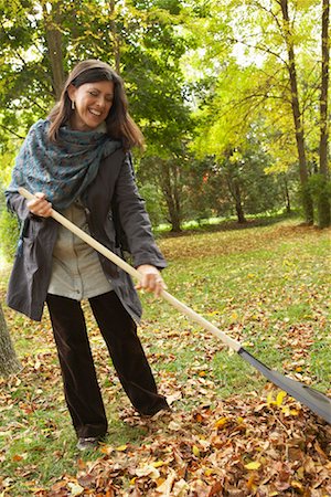 raking leaves - Woman Raking Leaves Stock Photo - Premium Royalty-Free, Code: 600-01742515