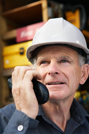 picture of old man building - Portrait of Construction Worker with Cellular Phone Stock Photo - Premium Royalty-Free, Code: 600-01742617