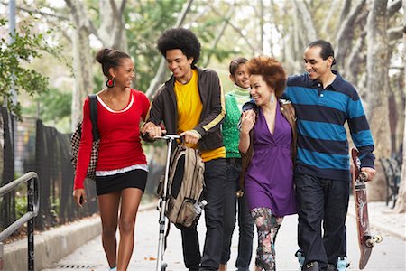 friends with scooter in city - Teenagers Hanging Out Stock Photo - Premium Royalty-Free, Code: 600-01764054