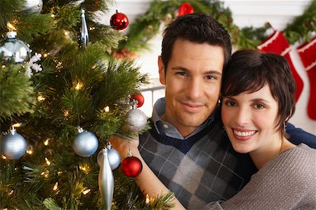 Portrait of Couple at Christmas Foto de stock - Sin royalties Premium, Código: 600-01838447