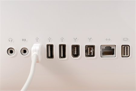 plugged in - Close-up of Computer Ports Stock Photo - Premium Royalty-Free, Code: 600-02038311