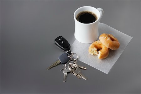 donuts and coffee - Keychain with Coffee and Doughnuts Stock Photo - Premium Royalty-Free, Code: 600-02033683