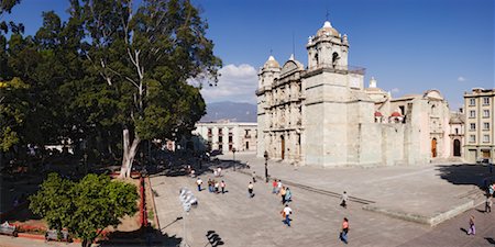 simsearch:700-03456757,k - People on Street by Cathedral, Alameda Park, Oaxaca, Mexico Stock Photo - Premium Royalty-Free, Code: 600-02045940