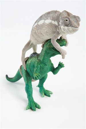 palaeontology - Lizard with Toy Dinosaur Foto de stock - Sin royalties Premium, Código: 600-02055801