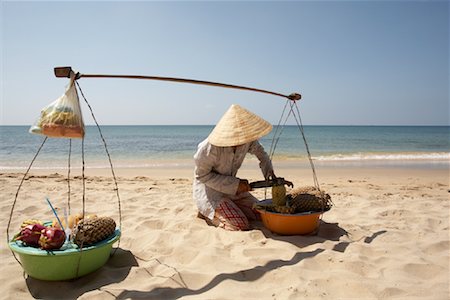 Selling Fruit on the Beach, Phu Quoc, Vietnam Stock Photo - Premium Royalty-Free, Code: 600-02063550