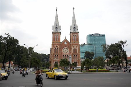 Cathedral and Street Scene, Ho Chi Minh City, Vietnam Stock Photo - Premium Royalty-Free, Code: 600-02063585