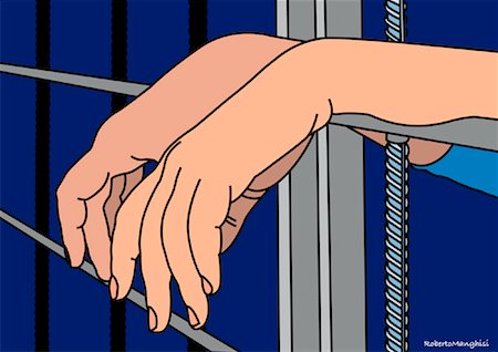 Illustration des mains du prisonnier Photographie de stock - Premium Libres de Droits, Code: 600-02071134