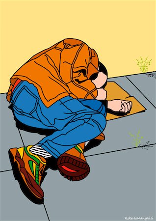 Illustration de personne sans abri Photographie de stock - Premium Libres de Droits, Code: 600-02071137