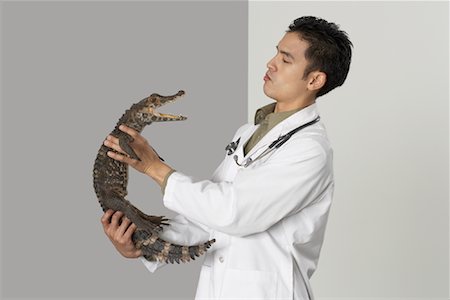 portrait of vet - Veterinarian Holding Alligator Stock Photo - Premium Royalty-Free, Code: 600-02071284