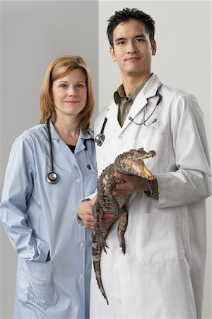 Veterinarians with Alligator Stock Photo - Premium Royalty-Free, Code: 600-02071285